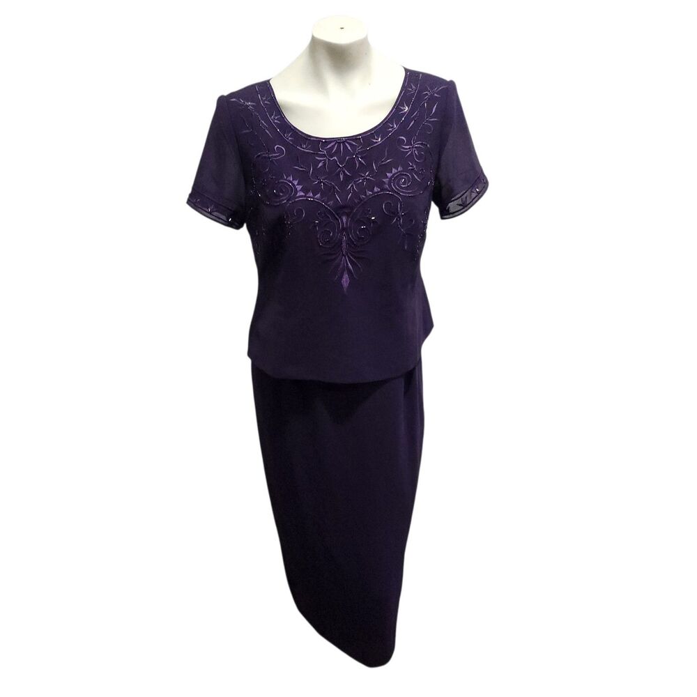 Coldwater Creek 10P Purple Beaded Popover 2-Piece Dress Set NWT Vintage Y2K